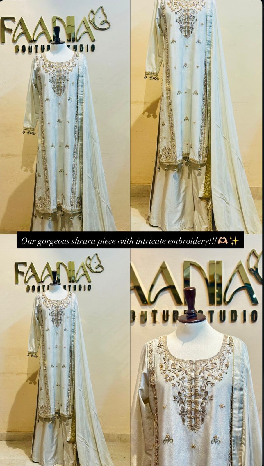 silvery beige Majesty Sharara Set