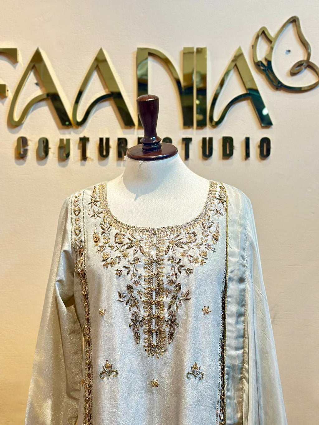silvery beige Majesty Sharara Set