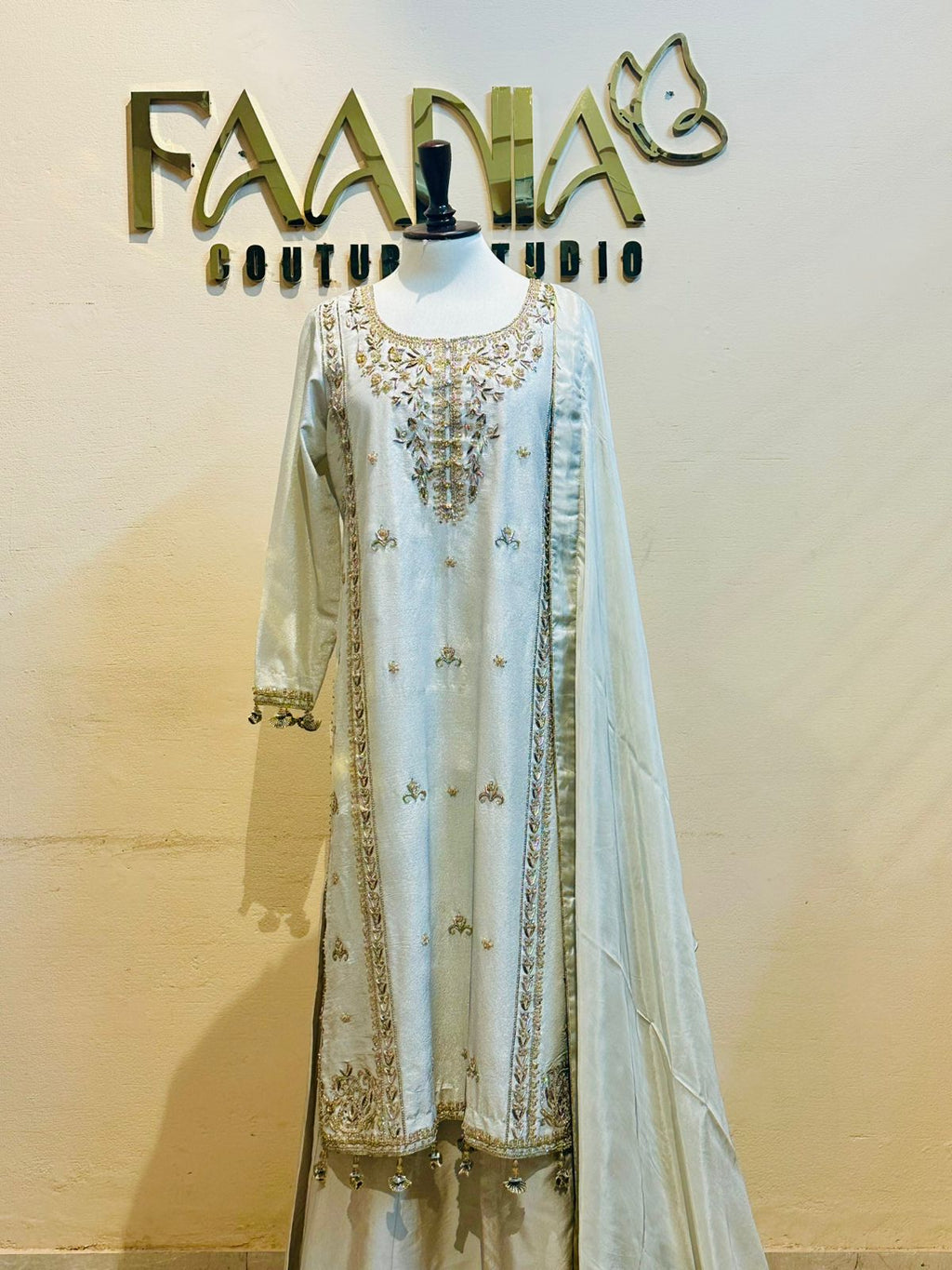silvery beige Majesty Sharara Set
