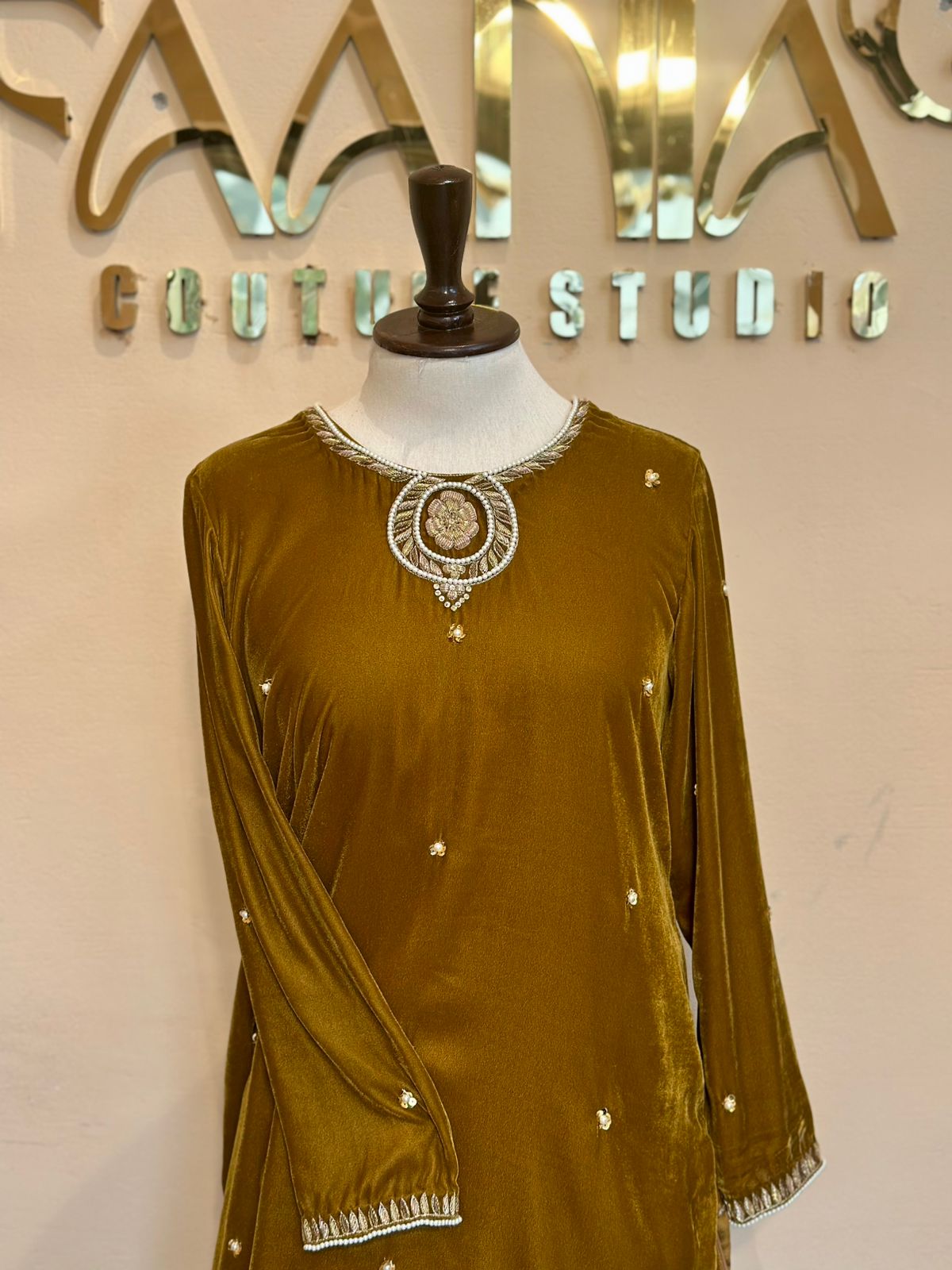 Luxury Embroidered Formal Dress for Women | Handcrafted Royal Velvet Formal Dress |  Traditional Eastern Embroidery Faania Couture Studio